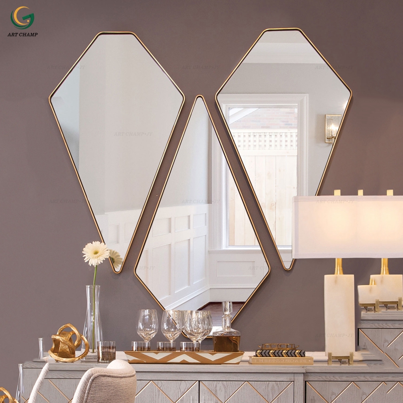Diamond Shape Modern Hotel 3d Art Glass, Art Glass Wall Mirrors